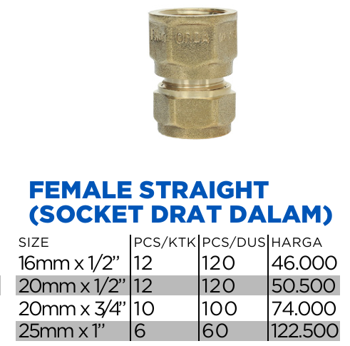 gambar-ONDA FEMALE STRAIGHT 16 MM X 1/2"
