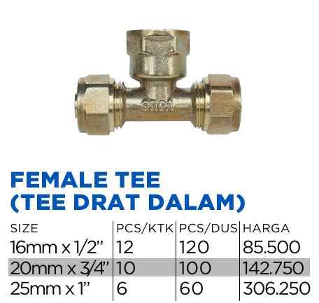 gambar-ONDA FEMALE TEE 16 MM X 1/2"